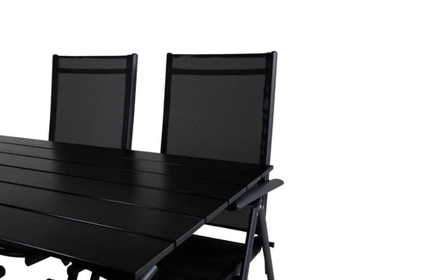 Denver hagesett bord 70x120cm og 4 stoler Break svart.