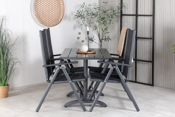 Denver hagesett bord 70x120cm og 4 stoler Break svart.