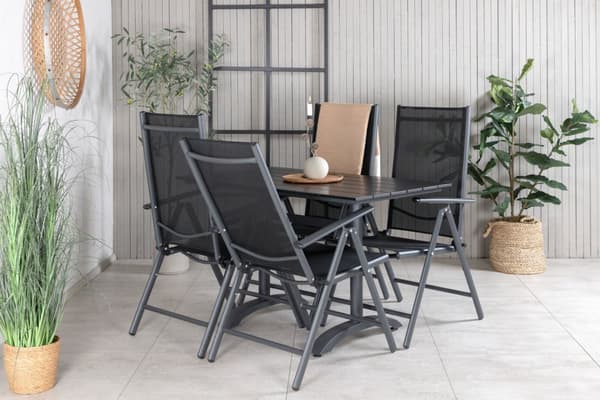 Denver hagesett bord 70x120cm og 4 stoler Break svart.