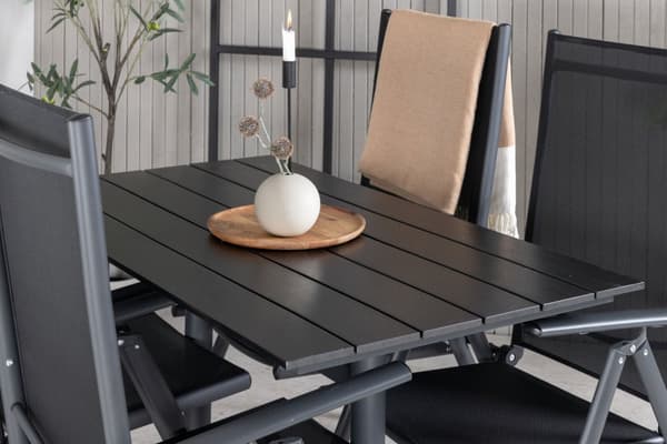 Denver hagesett bord 70x120cm og 4 stoler Break svart.