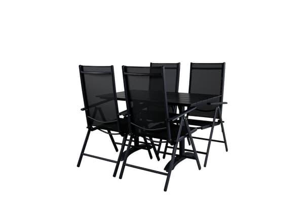 Denver hagesett bord 70x120cm og 4 stoler Break svart.