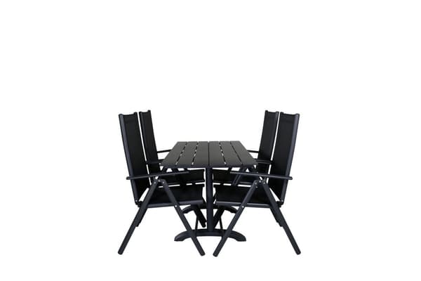 Denver hagesett bord 70x120cm og 4 stoler Break svart.