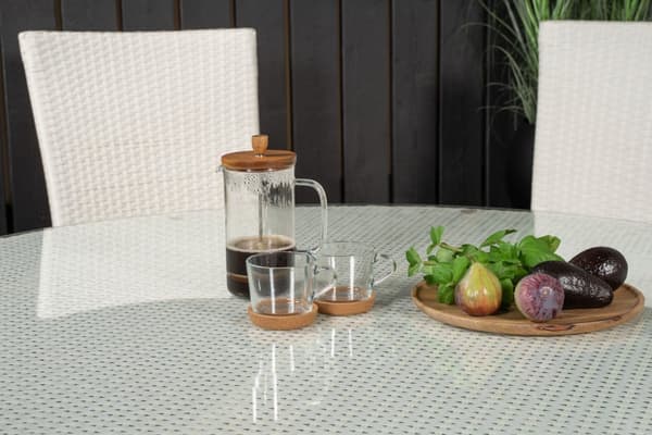 Volta hagesett bord Ø150cm og 6 stoler Padova hvit.