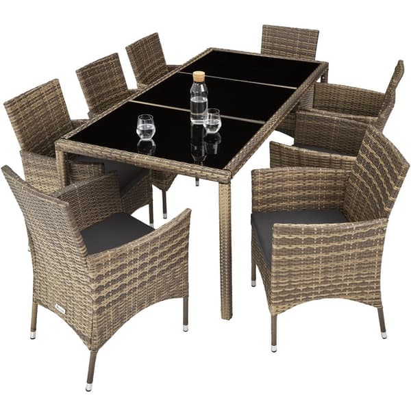 Polyrattan havemøbelsæt - natur/mørkegrå