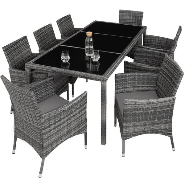 Polyrattan havemøbelsæt - grå-meleret/grå
