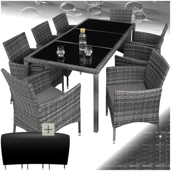 Polyrattan havemøbelsæt - grå-meleret/grå