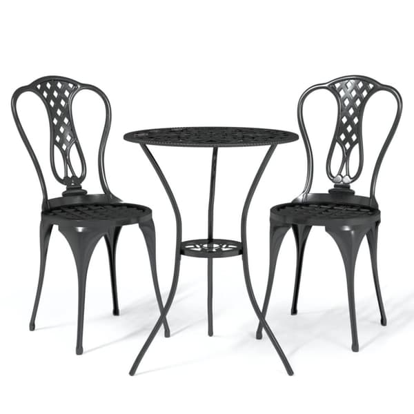 vidaXL 3-osainen Bistrosarja valualumiini musta