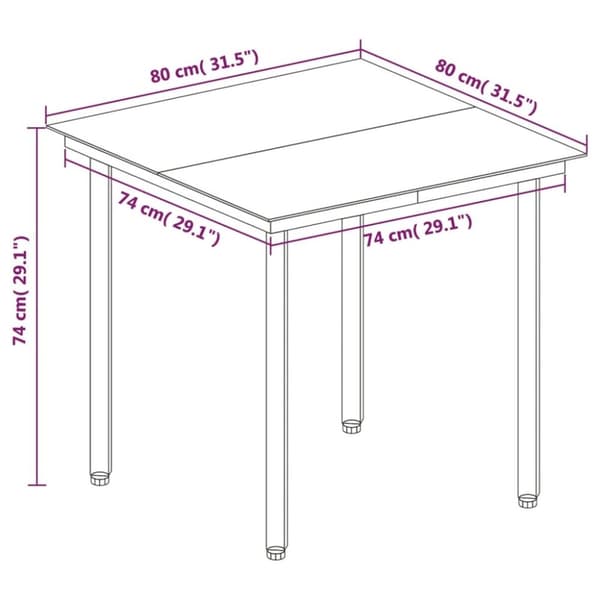vidaXL Hagespisegruppe med puter 3 deler polyrotting og glass