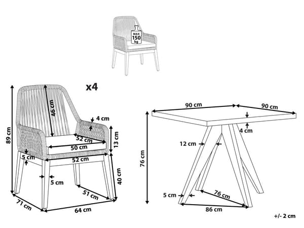 8-sits Utomhus Trädgårdsmöbler Bord med 8 Stolar i Grå Färg av Fibercement och Ljusa Ben av Acaciaträ i Modern Stil