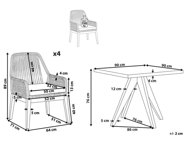 8-sits Utomhus Trädgårdsmöbler Bord med 8 Stolar i Grå Färg av Fibercement och Ljusa Ben av Acaciaträ i Modern Stil