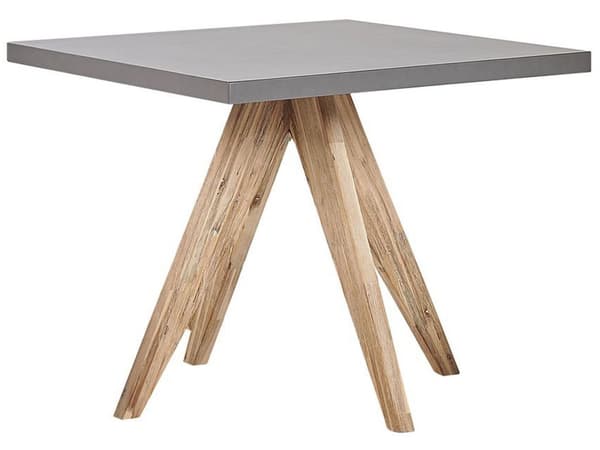 8-sits Utomhus Trädgårdsmöbler Bord med 8 Stolar i Grå Färg av Fibercement och Ljusa Ben av Acaciaträ i Modern Stil