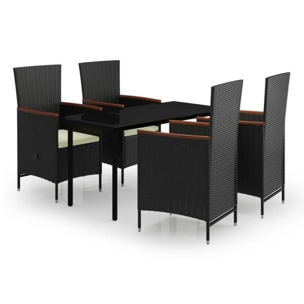 vidaXL Hagespisegruppe med puter 5 deler svart