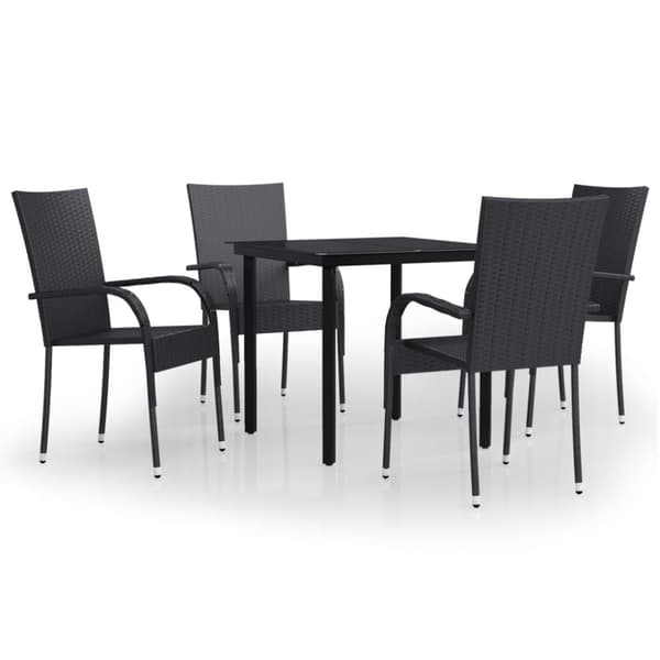 vidaXL udendørs spisebordssæt 5 dele sort