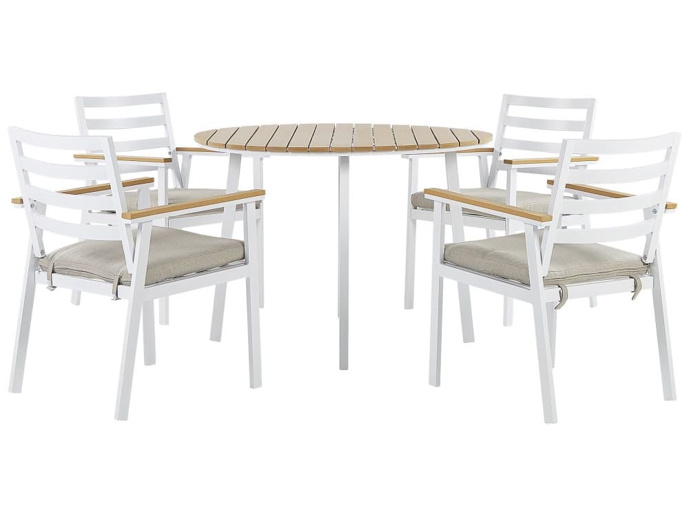 4-sits utemöbelgrupp med beige kuddar Vit CAVOLI