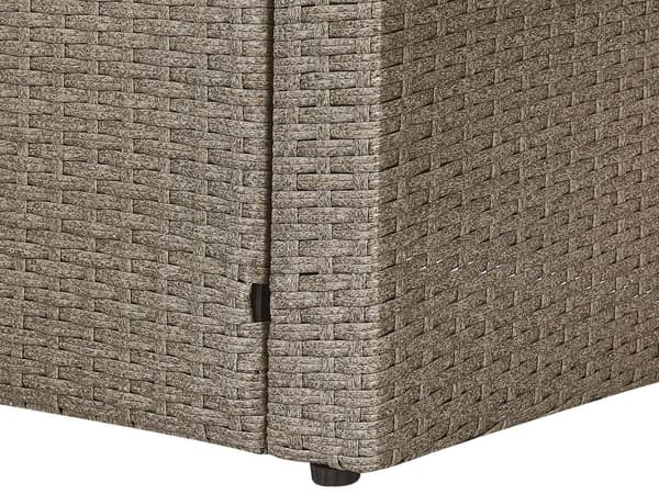 Trädgårdsmöbelset 5-sits Hörnsoffa Grå PE Rotting Taupe Kuddar Rektangulärt Bord 2 Ottoman