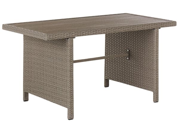 Trädgårdsmöbelset 5-sits Hörnsoffa Grå PE Rotting Taupe Kuddar Rektangulärt Bord 2 Ottoman