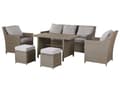 Miniatyrbillede 5 af 11: Loungesæt Beige Rattan 5 Personers Havesofa med Havestole Skammel Tilbehør Hynder Terrasse Indretning Udendørs Møbler Vejr Bestandig Regn