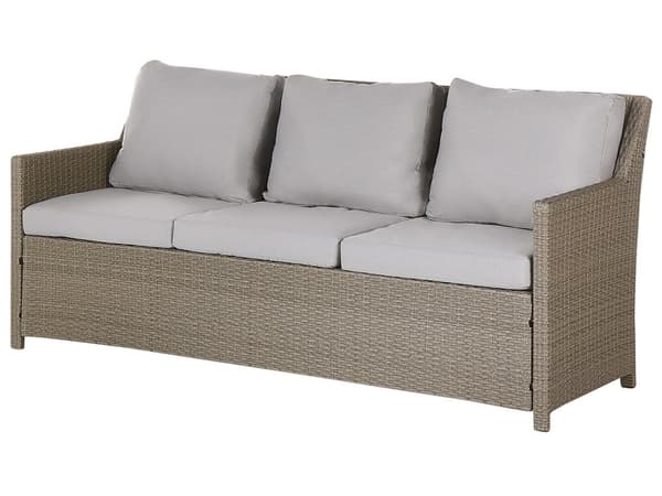 Loungesæt Beige Rattan 5 Personers Havesofa med Havestole Skammel Tilbehør Hynder Terrasse Indretning Udendørs Møbler Vejr Bestandig Regn