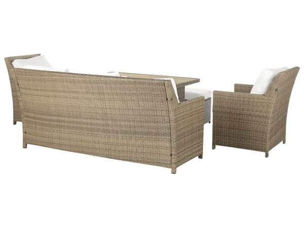 Loungesæt Brun Rattan 5 Personers Havesofa med Havestole Skammel Tilbehør Hynder Terrasse Indretning Udendørs Møbler Vejr Bestandig Regn og UV