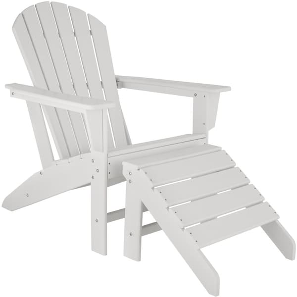Trädgårdsstol med fotstöd i Adirondack-design - vit/vit