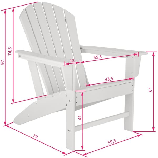 Trädgårdsstol i Adirondack design - vit/vit