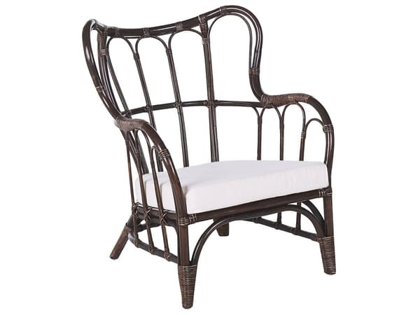 Loungesæt Brun Natur Rattan og Hvid Bomuld Polyester 67 / 43 cm 2 Personers Lænestole Indendørs Udendørs Hynder Havesæt Sideborde Boho Dekor