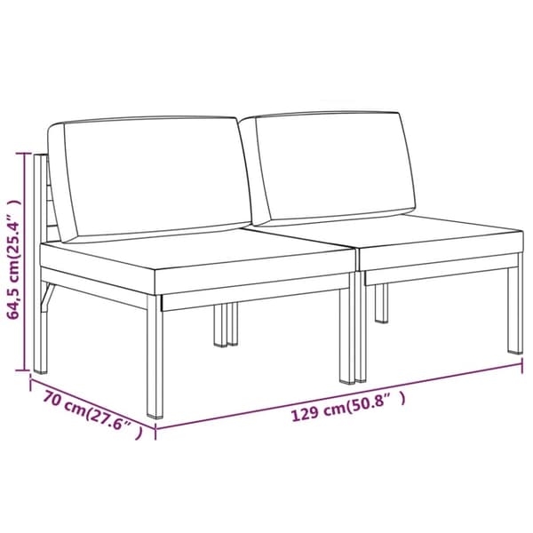 vidaXL 2-personers havesofa med hynder aluminium antracitgrå