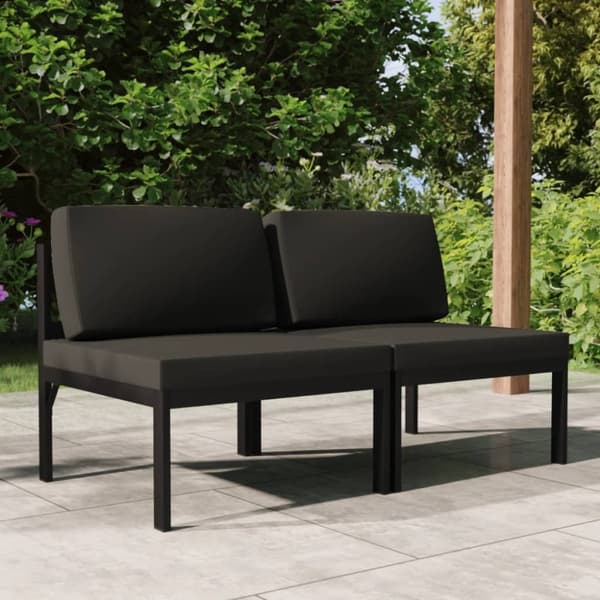 vidaXL 2-personers havesofa med hynder aluminium antracitgrå