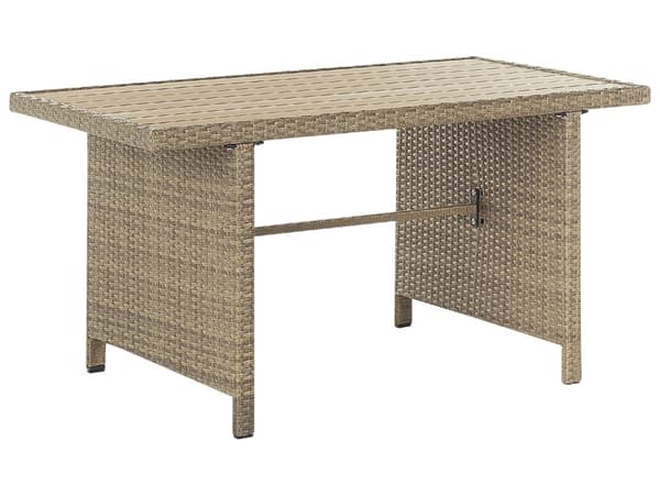 Loungesæt Brun Hvid Rattan Polyester 130 x 70 Hjørnesofa Havebord 4 Stole Skammel Udendørs Indendørs Hynder til Have Indretning Boho Moderne