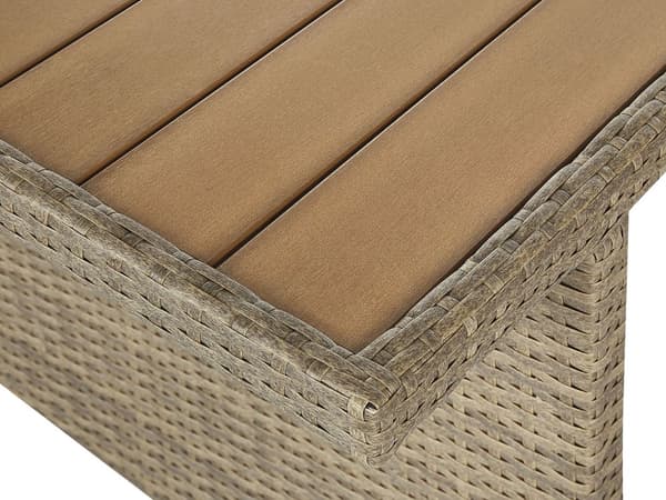 Loungesæt Brun Hvid Rattan Polyester 130 x 70 Hjørnesofa Havebord 4 Stole Skammel Udendørs Indendørs Hynder til Have Indretning Boho Moderne