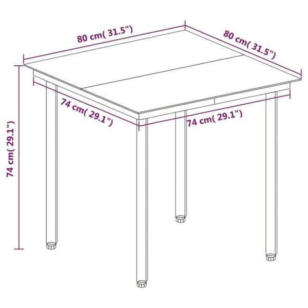 vidaXL Hagespisegruppe med puter 3 deler polyrotting og glass