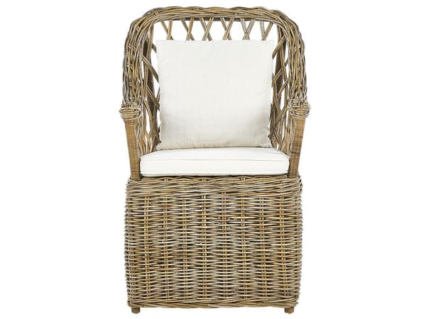 Naturhavesæt 4 Rattan stole Betonbord Bomuldsplade Hynder Moderne Design
