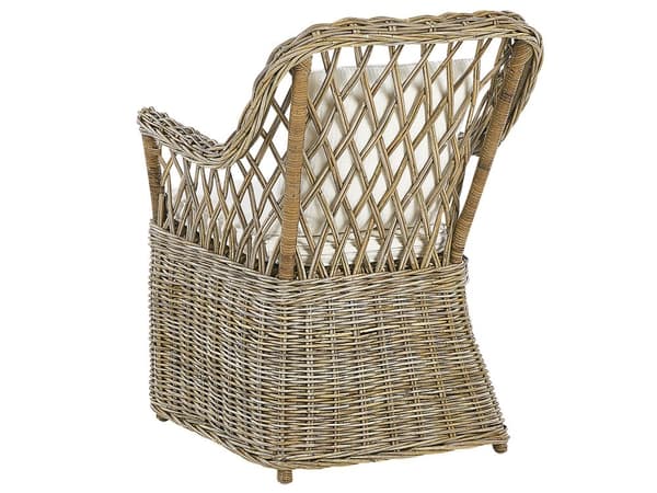 Naturhavesæt 4 Rattan stole Betonbord Bomuldsplade Hynder Moderne Design