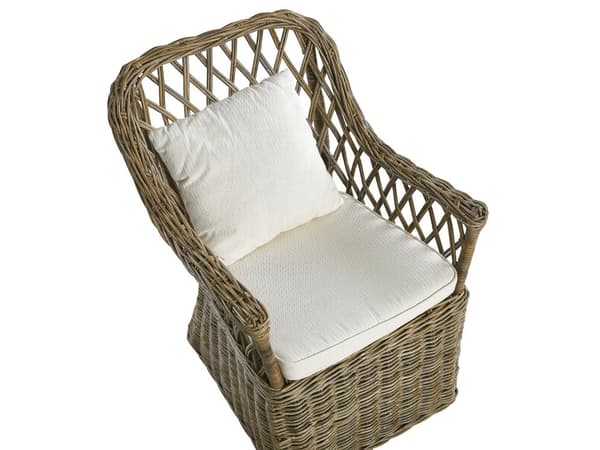 Naturhavesæt 4 Rattan stole Betonbord Bomuldsplade Hynder Moderne Design