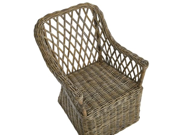 Naturhavesæt 4 Rattan stole Betonbord Bomuldsplade Hynder Moderne Design
