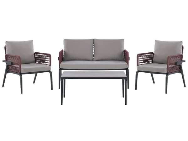 Havesæt grå alu sofa to lænestole med hynder sofabord moderne design