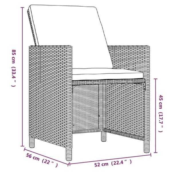 vidaXL spisebordssæt til haven 9 dele med hynder polyrattan beige