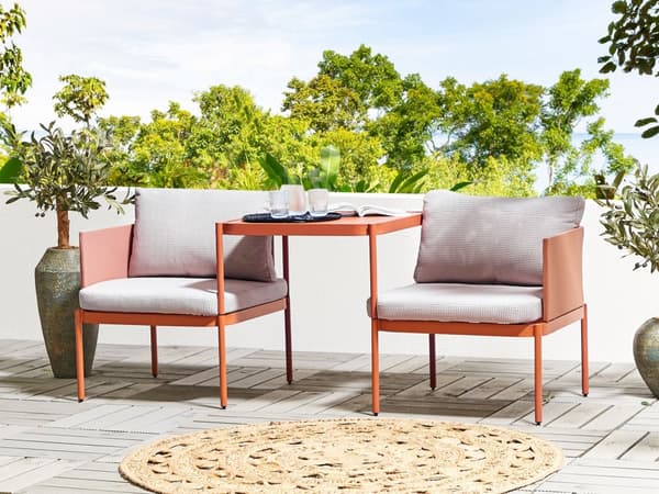 Cabriolet Havesofasæt Orange Aluminium 2 pers. med hynder og bord