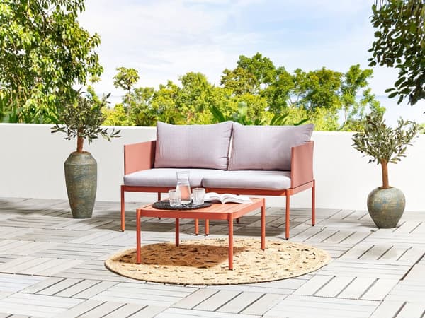 Cabriolet Havesofasæt Orange Aluminium 2 pers. med hynder og bord