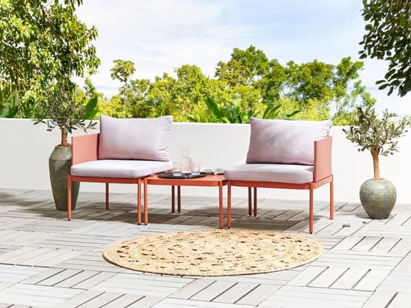 Cabriolet Havesofasæt Orange Aluminium 2 pers. med hynder og bord
