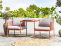 Miniatyrbild 5 av 11: Konvertibelt Trädgårds Loungeset Orange 2-sits Soffa med Kuddar och Bord