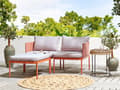 Miniatyrbild 6 av 11: Konvertibelt Trädgårds Loungeset Orange 2-sits Soffa med Kuddar och Bord