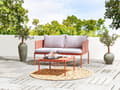 Miniatyrbild 8 av 11: Konvertibelt Trädgårds Loungeset Orange 2-sits Soffa med Kuddar och Bord