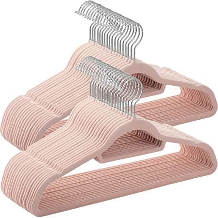Anti -Slip Clothes Hangers - Ultra Dun - Velvet - Rotable - Pink