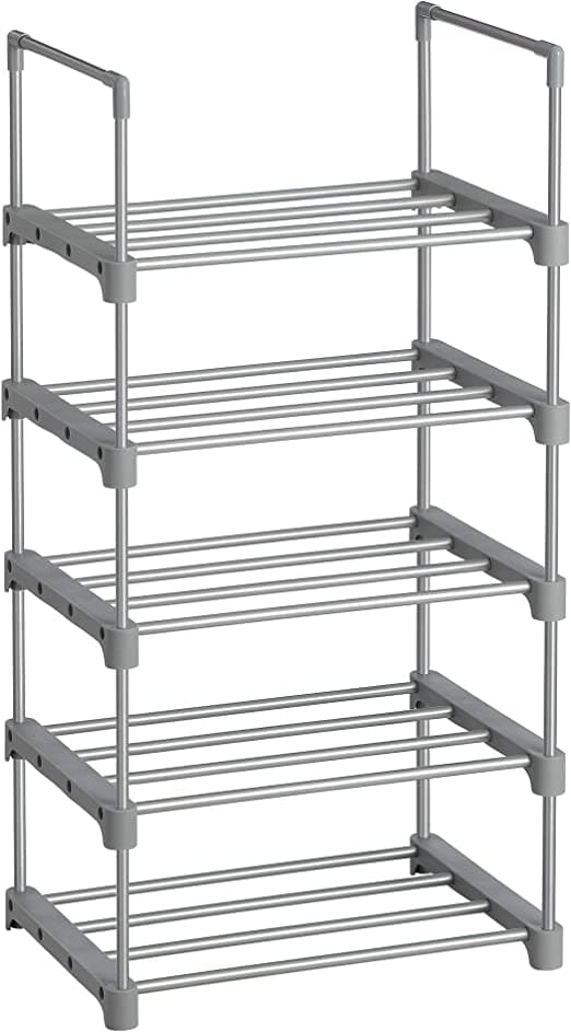 Shoe Rack - med 5 nivåer - metall - stapelbar - Space -Saving