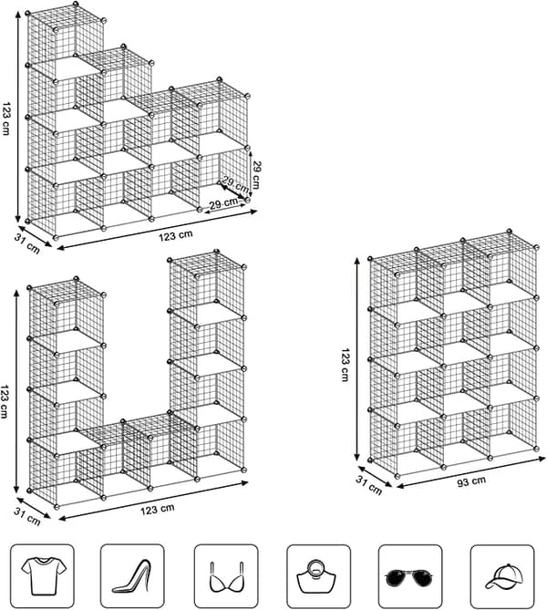 Skab - Skodabinet - Opbevaringsskab - Van Wire Grid - 12 rum