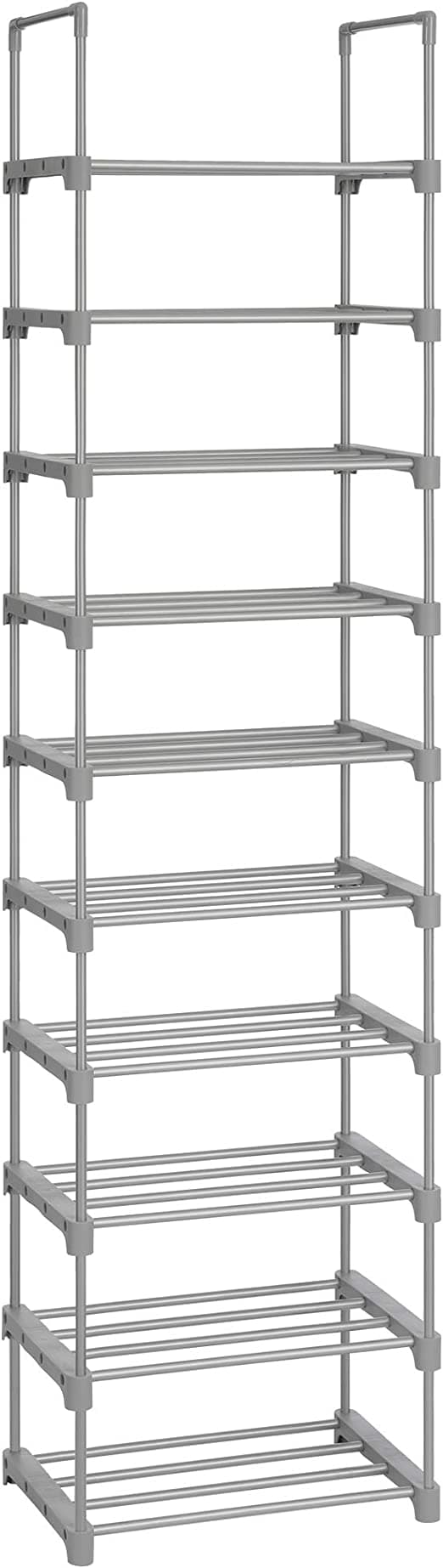 Skosställ med 10 hyllor - Standplank - Stor metall - skostång - 45 x 30 x 174 cm