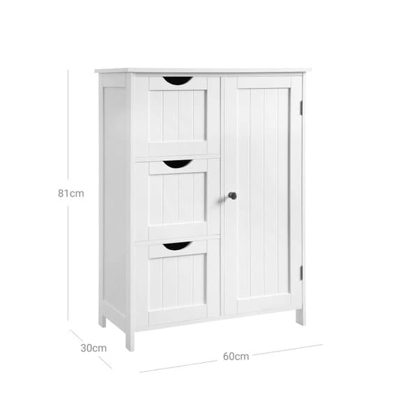Badrumsskåp - förvaringsskåp - med 3 stora lådor - och en justerbar hylla - 60 x 30 x 81 cm,