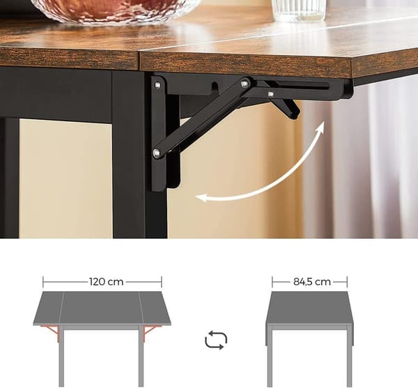 Matbord - fällbart köksbord - för 2-4 personer - för små utrymmen - vintage brun -svart
