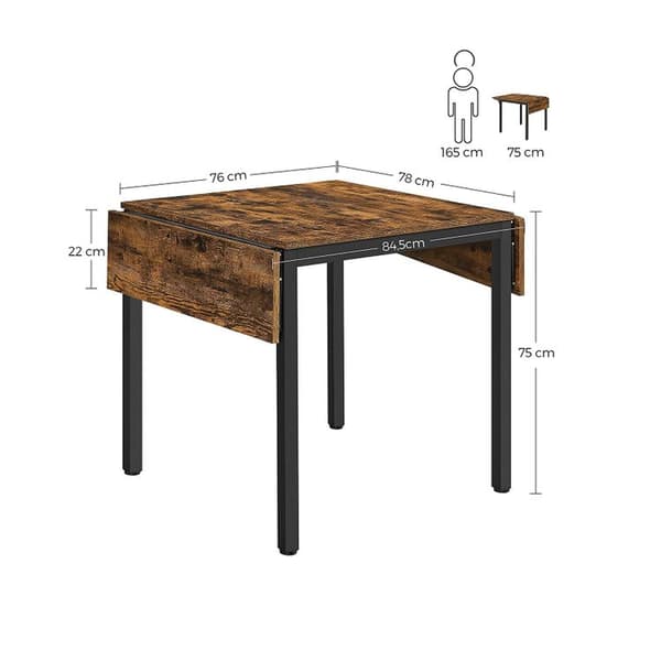 Matbord - fällbart köksbord - för 2-4 personer - för små utrymmen - vintage brun -svart
